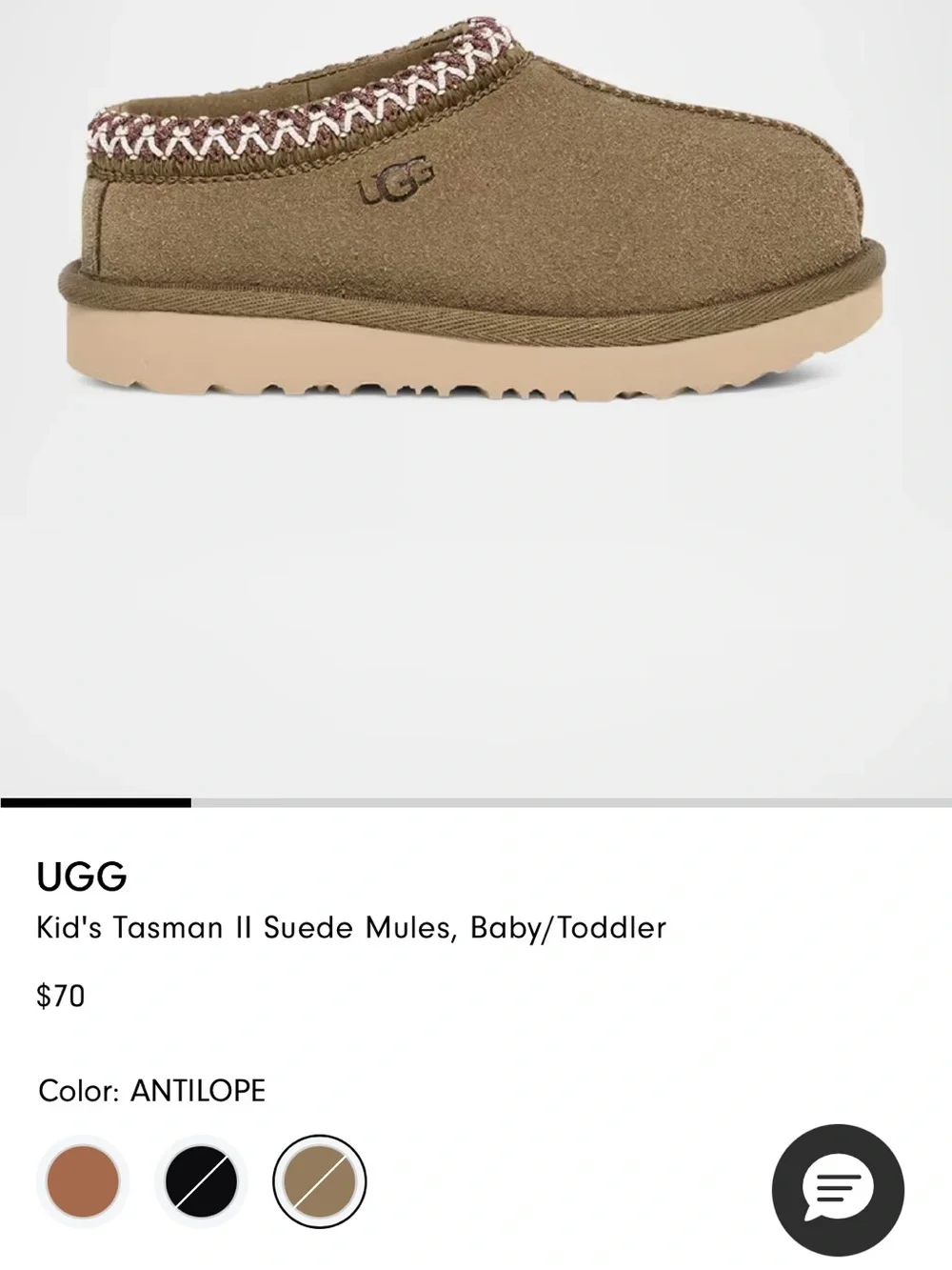 UGG Kids Tan Suede Slip-On Fleece-Lined Slippers in box